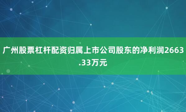 广州股票杠杆配资归属上市公司股东的净利润2663.33万元